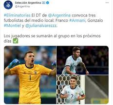 Jun 14, 2021 · se terminó la espera. Argentina Franco Armani Gonzalo Montiel Y Julian Alvarez Convocados De La Albiceleste Para Fecha Doble De Eliminatorias Qatar 2022 Nczd Futbol Internacional Depor