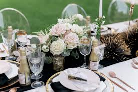 See more ideas about black tablecloth, wedding table, table decorations. Sophisticated New Years Wedding Inspiration Orange Blossom Bride