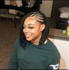 It's a perfect look for brides who don't want to. Lace Front Half Cornrow Half Braids Bob Braided Wig Box Braids Human Hair Frontal Box Braid Bob Braid Wig Short Braid Wig In 2021 Braided Hairstyles African Hair Braiding Styles African