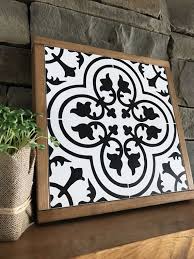 Black And White Moroccan Wall Tiles Black And White Tile Pattern Moroccan Tile Fixer Upper Magnolia Market Joanna Gaines Inspired Tile Wall Art White Wood Sign Trendy Farmhouse Kitchen