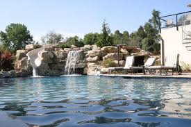 Salt Water Pool With Grotto Waterslide Swim Up Bar In Pa Tropical Pool Philadelphia By Monogram Custom P Saltwater Pool Tropical Pool Aquarium Design