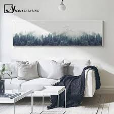 Nordic Decor Foggy Forest Landscape Wall Art Poster Canvas Art Print Forest Painting Wall Picture For Livi Landscape Wall Art Wall Art Living Room Nordic Decor