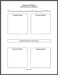 European Discovery Of America Blank Causes And Effects Chart