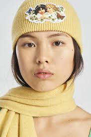 Unisex angels ribbed beanie hat in navy with the iconic fiorucci angels patch on the front. Woodland Angel Beanie Hat Yellow Fiorucci