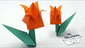 Origami Tulpe Falten Blumen Basteln Mit Papier Tulpe Falten Tulpen Basteln Blumen Falten