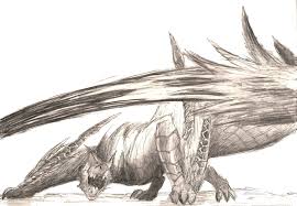 Fait Au Crayon Monstre Nargacuga Monster Hunter Monster Humanoid Sketch