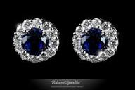 Jill Beloved Sapphire Blue Halo Stud Earrings | 5 Carat | Cubic ...