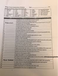 This is the biochemistry questions and answers section on protein synthesis with explanation for various interview, competitive examination and entrance in this section you can learn and practice biochemistry questions based on protein synthesis and improve your skills in order to face the. Solved Blology Proteln Synthesls Revlew Worksheet Per N Chegg Com