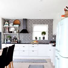 Black And White Moroccan Tile Backsplash Diy Tile Backsplash Idea Go Haus Go Kitchen Remodel Kitchen Interior Kitchen Inspirations
