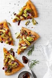 Roasted Brussels Sprouts Sweet Potato And Balsamic Pizza Recipe Pureed Food Recipes Sweet Potato Pizza Whole Food Recipes