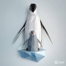 Pingouins En Papier Imprimable 3d Ideals Comme Decoration Murale Bricolage Papier Papercraft Et Decoration Papier