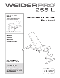 Weider Pro 255 L Bench 15906 Users Manual Manualzz Com