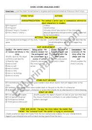 Short Story Analysis Esl Worksheet By Fduperray