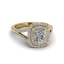 Check spelling or type a new query. Cushion Cut Diamond Double Halo Engagement Ring In 14k Yellow Gold Fascinating Diamonds