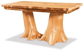 I think you'll notice quite a contrast between this photo and last week's swiss amish home photos. Double Stump Dining Table From Dutchcrafters Amish Furniture