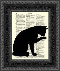 sleek cat silhouette dictionary art print black cat art on etsy black cat art dictionary art cat silhouette