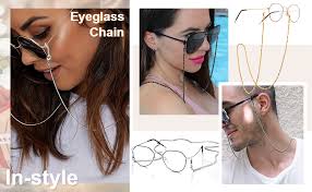 ChainsProMax Cadena de lentes de lectura para mujer, soporte de anteojos,  acero inoxidable, chapado en oro, negro, caja de regalo, 3 mm, dorado, ...