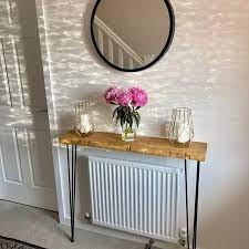 Rustic Console Table With Hairpin Legs 45mm Thick Rustic Hallway Table Entryway Table Uk 48 Hours Dispatch 48 Hours Delivery Rustic Hallway Table Rustic Console Tables Wood Console Table