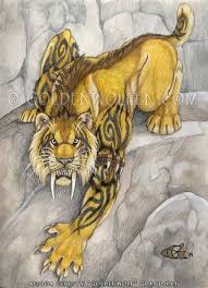 Anthro Tribal Saber Tooth Tiger Print Etsy In 2021 Tiger Art Sabertooth Creature Art