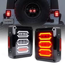 Xprite G3 Diamond Series Clear Lens Red Led Tail Brake Light Assembly W Turn Signal Back Up For Jeep Wrangler Jk Jku 2007 2018