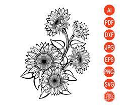 Free Free 195 Svg File Sunflower Svg Black And White SVG PNG EPS DXF File