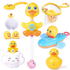 Position baby's head away from the faucet (and use a soft faucet cover, if you have one). 9 Pcs Baby Bath Toys Duck Spray Water Toy Bath Squirters Bath Boat Fishing Net Bathtub Toys For Kids Best Gifts For Kids F 371 Walmart Com Walmart Com