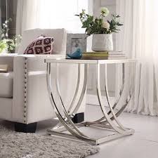 Chrome Black Glass End Table Side Steel Arch Curved Living Room Furniture Accent Modern End Tables Sofa End Tables Glass End Tables