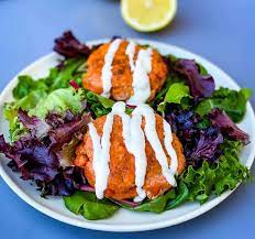 Keto friendly salmon cakes with garlic aioli : Easy Keto Low Carb Salmon Patties Video