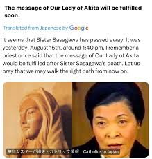 Sister Sasagawa, Visionary of Our Lady of Akita, Japan, Passes Away