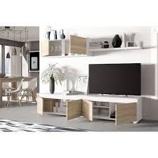 Ses habitants sont appelés les scandinaves. Ensemble Meuble Tv Scandinave Alidi Couleur Blanc Et Bois