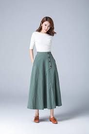 Green Skirt Linen Skirt Full Skirt Casual Skirt Button Skirt Skirt With Pockets Womens Skirt Long Skirt Plus Size Skirt 1775 Long Linen Skirt Long Skirt Outfits For Summer Womens Skirt