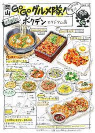 岡山 go go グルメ隊 水彩画 食品 料理のスケッチ お弁当 イラスト