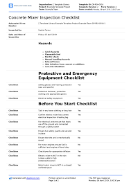 Book is a concrete mixer checklist on the under this channel. Concrete Mixer Inspection Checklist Free And Editable Checklist