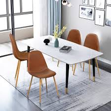Amazonsmile Greenforest Dining Chairs Set Of 4 Washable Pu Cushion Seat Chair With Metal Legs For Dining Chairs Dining Chair Set Leather Dining Room Chairs