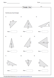 Area Of Triangles Triangle Worksheet Area Worksheets Finding Area