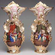Old Paris Porcelain Early Limoges Monumental Pair Of Vase Paris Porcelain Pottery Art Porcelain Art