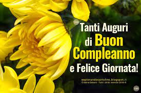 Gifs buon compleanno fiori per la ragazza immagini animate. Cdb Cartoline Per Tutti I Gusti Cartolina Tanti Auguri Di Buon Compleanno E Felice Giornata Con Immagine Di Bellissimi Crisantemi Gialli Da Scaricare Gratis