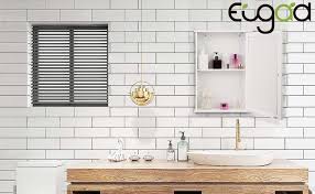 Armoire de toilette ancoline murale 45x45 gris. Eugad 0020wy Armoire De Toilette Avec Miroir Armoire Murale Rangement Salle De Bain Mdf 2 Portes 56x13x58 3 Cm Blanc Cuisine Maison Meubles De Rangement