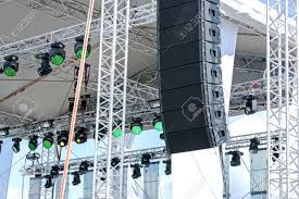 Stage Lighting And Sound Equipment On Outdoor Stage Before Concert Stock Photo Picture And Royalty Free Image Image 54186399