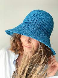 Raffia Bucket Hat Crochet Raffia Summer Hat Wide Large Brim Etsy Unique Hats Hat Designs Summer Hats Beach