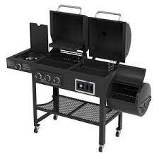 Smoke Hollow Gas Charcoal And Smoker Grill With Side Burner In Black 3500 The Home Depot Charcoal Smoker Gas And Charcoal Grill Combo Grills