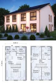Doppelhaus Architektur Modern Grundriss Schmal Mit Satteldach Doppelhaushalfte Bauen Ideen Ferti Reihenhaus Grundriss Haus Grundriss Schmales Haus Grundrisse