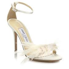 Jimmy Choo White Feather Wedding Shoes Wedding Shoes Open Toe Feather Wedding Shoes Feather Sandals