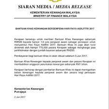 Tarikh pembayaran bantuan khas kewangan. Bantuan Khas Kewangan Bersempena Hari Raya Aidilfitri 2017 Dibayar Sebelum 09 Jun 2017 Ini