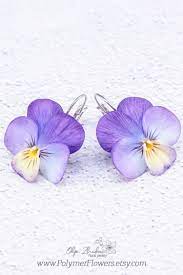 Pansy Earrings Hand Painted Earrings Wedding Earrings With Etsy Pansies Flowers Pansies Viola Flower