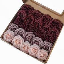 Make your own artificial diy flower bouquet in less than an hour. Buy Breeze Talk Artificial Flowers Elegant Burgundy Roses Realistic Fake Roses W Stem For Diy Wedding Bouquets Centerpieces Arrangements Party Baby Shower Home Decorations Online In Turkey B07yhhbgd2