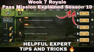 Season 19 Week 7 Royale Pass Mission Explained Pubg Mobile Week 7 All Rp Missions Pubg Season 19 Youtube
