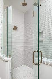 Beveled Subway Tile Glass Shower Doors