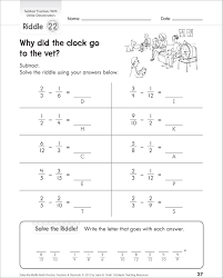 Riddles And Fractions Fractions Worksheets Subtracting Fractions Adding Fractions
