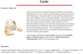 Equivalents A Head Or Bulb Of Garlic Usually Contains About 10 Cloves 1 Clove 1 Teaspoon Chopped Garlic 1 2 T Garlic Juice Garlic Bulb Chopped Garlic